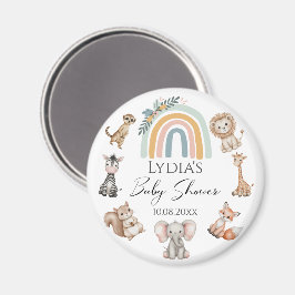Imán Baby Shower de Boho Woodland Jungle Animals