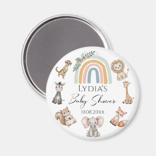 Imán Baby Shower de Boho Woodland Jungle Animals