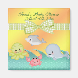 Imán Baby Shower de criaturas del mar para bebés alegre