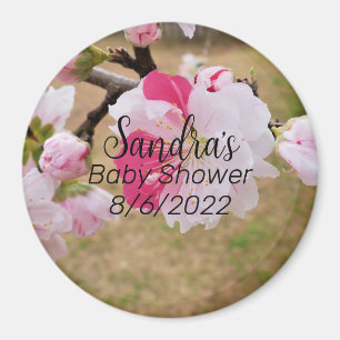 Imán Baby Shower de flor rosa