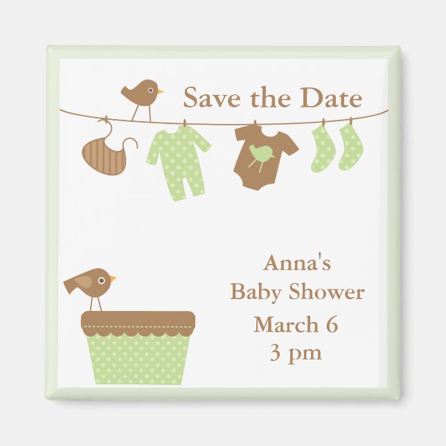 Imán Baby Shower de Green Clothesline (Frente)