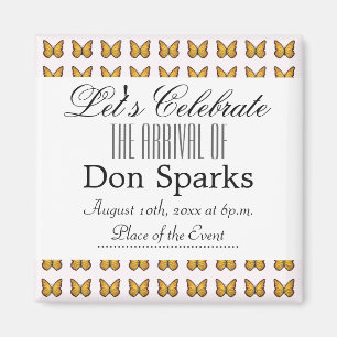 Imán Baby Shower de mariposa