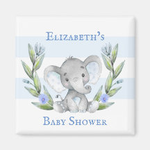 Baby Shower de Watercolor Elephant Greenery Boy
