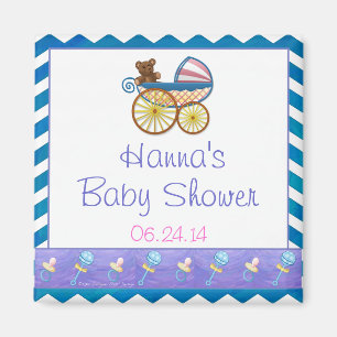 Imán Baby Shower Favnet para bebé de Chevron Azu