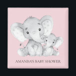 Imán Baby Shower Favorito de Elefante Rosa<br><div class="desc">Imán elefante lindo para una ducha de bebé para chicas. Cambie el fondo haciendo clic en el personalizar y utilice nuestro selector de color!. Artículos coincidentes disponibles en nuestra tienda.</div>