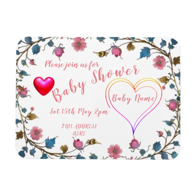 Imán Baby Shower Heart (Horizontal)