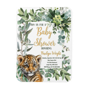 Imán Baby Shower neutro de género en el club de tigres 
