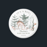 Imán Baby Shower Rustic Woodland Forest Animals<br><div class="desc">Dulce diseño rústico de bebé con una escena forestal con ciervo,  erizo,  pájaro y ardilla sobre un fondo forestal. Visite nuestra tienda para ver toda nuestra colección de diseño de animales de bosque.</div>