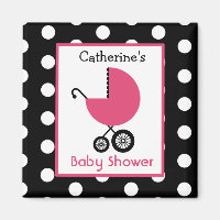 Baby Shower - Transporte rosa y punto de polka