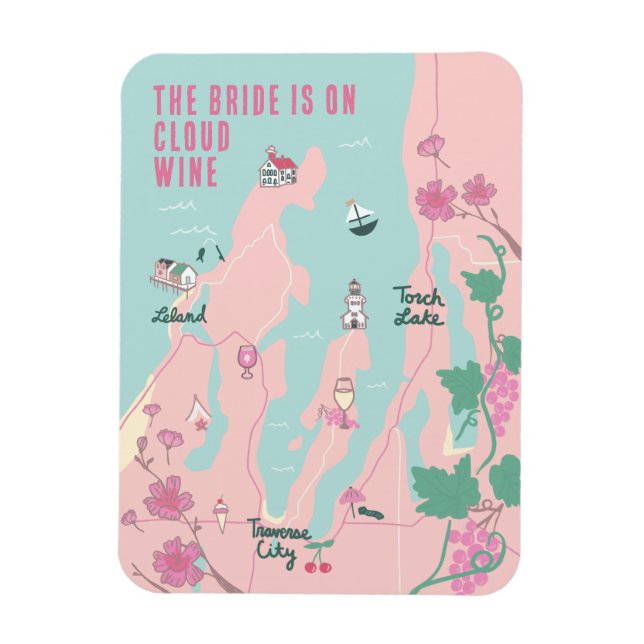 Imán Bachelorette de vino de nube de la ciudad de Trave (Vertical)