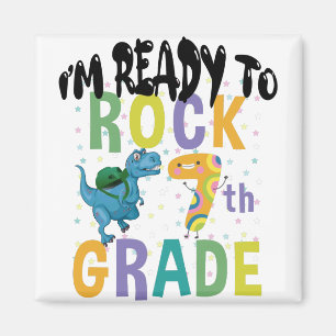 Imán Back To School I'm Ready To Rock 7th Grade Dino