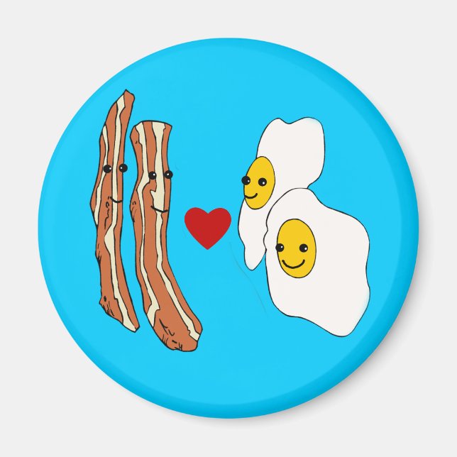 Imán Bacon ama Huevos Gracioso Diseño de Bacon (Frente)