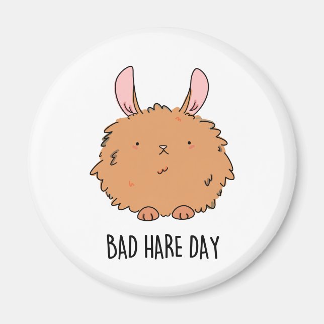 Imán Bad Hare Day Funny Rabbit Pun (Frente)