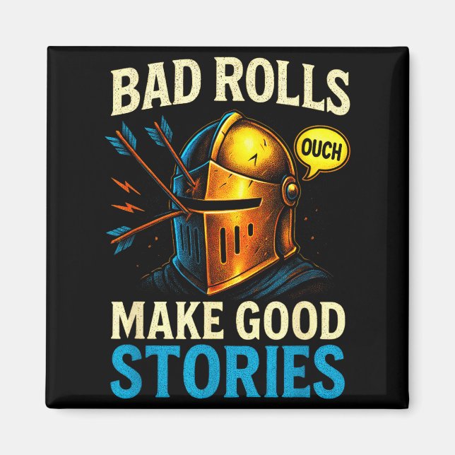 Imán Bad Rolls Make Good Stories - Rpg Gaming Fun  (Frente)