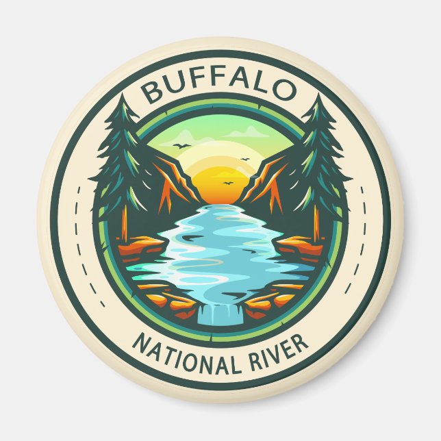 Imán Badge del río nacional de búfalo Arkansas (Frente)