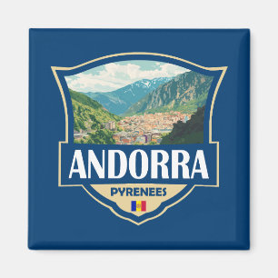 Imán Badge retro del Ilustracion de Andorra