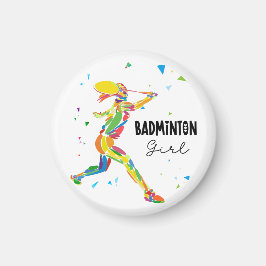 Imán Badminton Girl Abstract Colorful Sports Player
