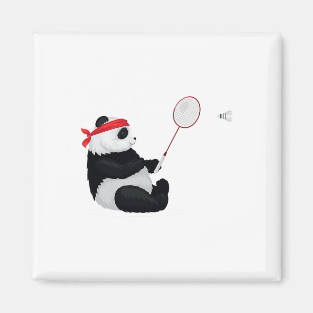 Imán Badminton Panda Funny Sweet Sport Shuttle An (Frente)