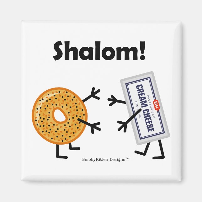 Imán Bagel y queso crema - ¡Shalom! (Frente)