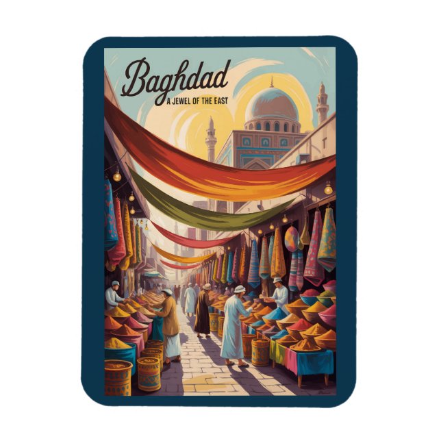 Imán Baghdad Iraq Illustration Travel Art Vintage (Vertical)