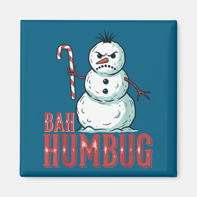 Imán Bah Humbug Santa Hat Angry Snowman Sarcastic Chris (Frente)