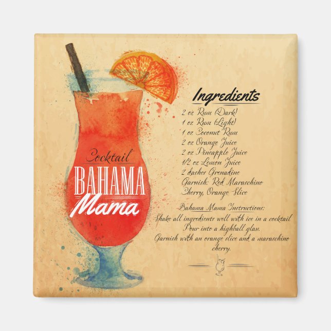 Imán Bahama Mama Cocktail (Frente)