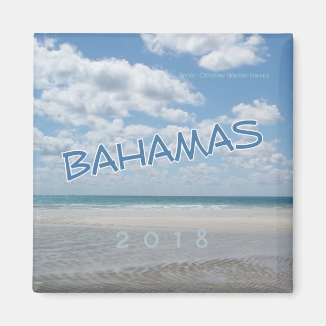 Imán Bahamas Beach Souvenir Fridge Magnet Change Year (Frente)