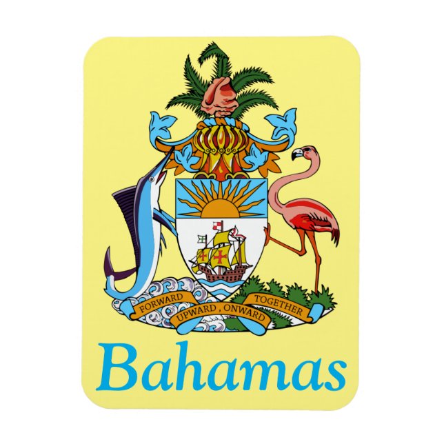 Imán Bahamas con escudo de armas (paraíso caribeño) (Vertical)