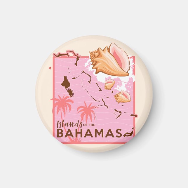 Imán Bahamas Magnet Vacation Cruise Bahamas Map Conch (Frente)