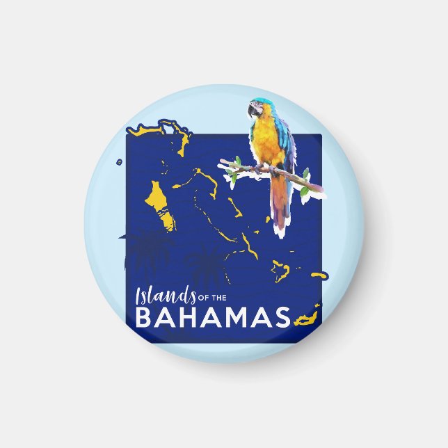 Imán Bahamas Magnet Vacation Cruise Bahamas Map Parrot (Frente)