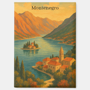 Imán Bahía de Kotor Montenegro Paisaje de Viaje Vintage