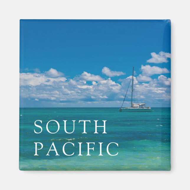 Imán Bahía Tropical Azul Paisaje Marino (Frente)