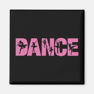 Imán Baila de color rosa con recortes de bailarina