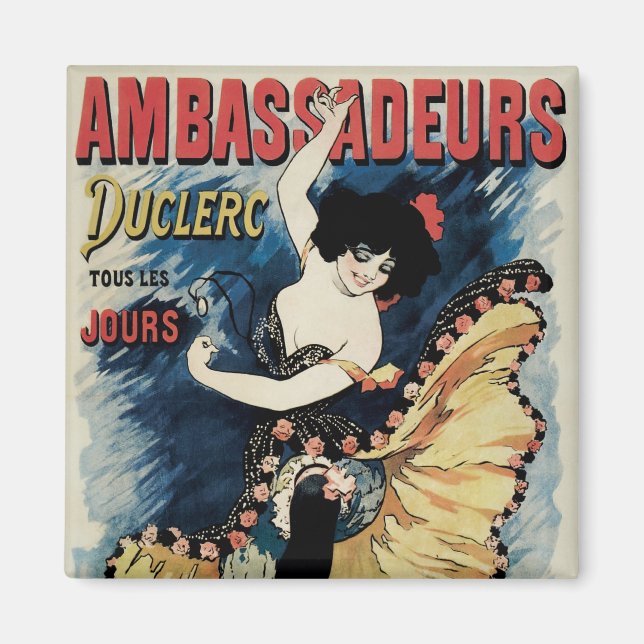 Imán Bailarín de flamenco de estilo Art Nouveau vintage (Frente)