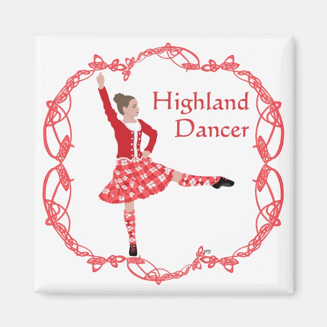 Imán Bailarín de las Highlands escocesas Nudo celta Roj (Frente)