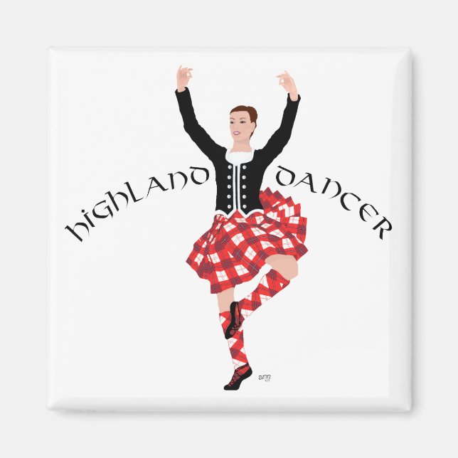 Imán Bailarín de las Highlands escocesas rojo y negro (Frente)
