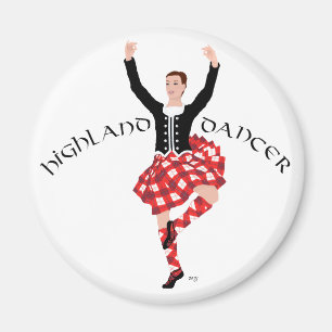 Imán Bailarín de las Highlands escocesas rojo y negro
