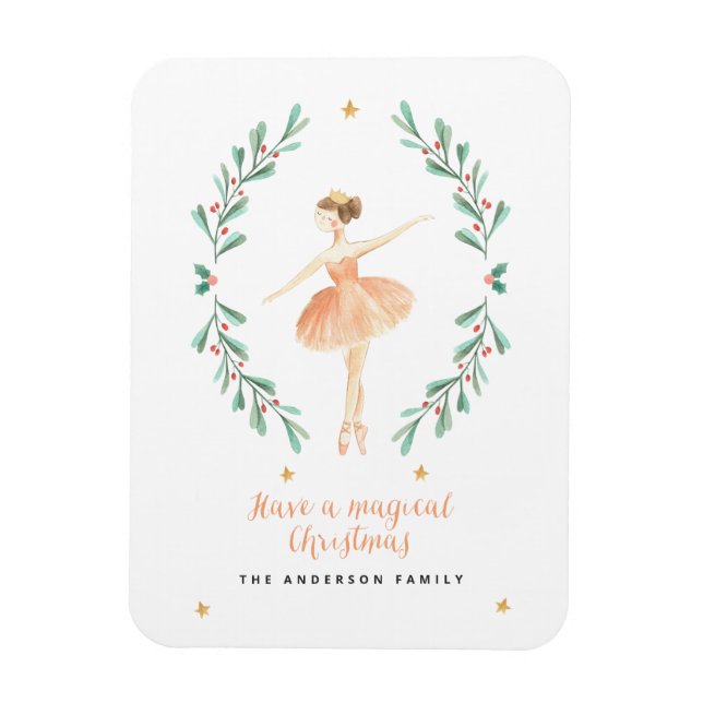 Imán bailarina acuarela Navidades botánicos lindos Pos (Vertical)