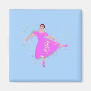 Imán Bailarina bailarina Magenta Vestido Rosa