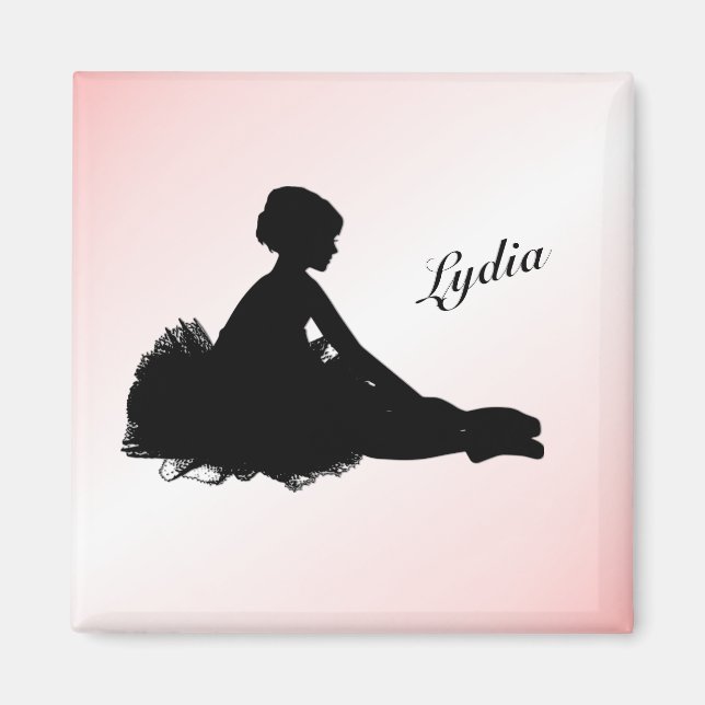 Imán Bailarina Cansada Personalizado con Nombre Rosa (Frente)