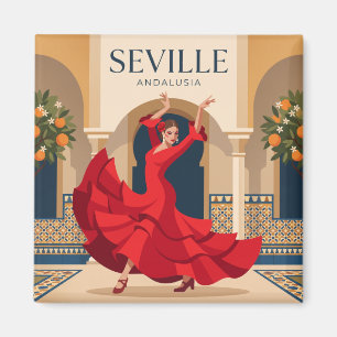 Imán Bailarina de Flamenco de Sevilla España en Rojo