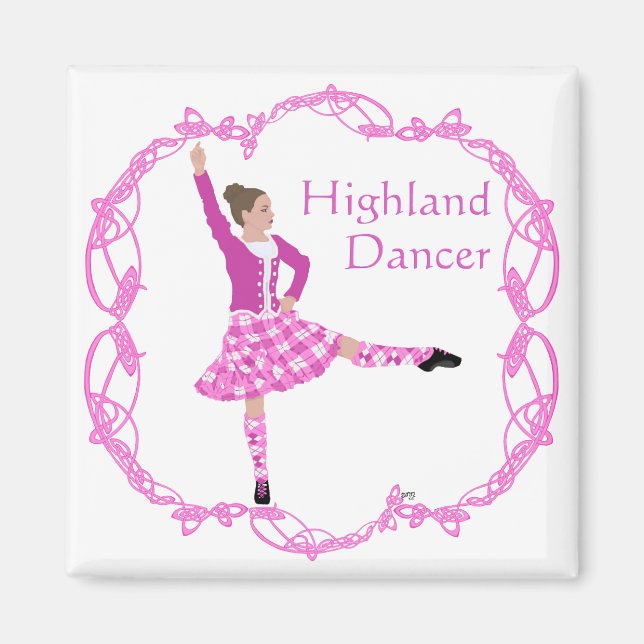 Imán Bailarina de las Highlands escocesas Nudo celta Ro (Frente)
