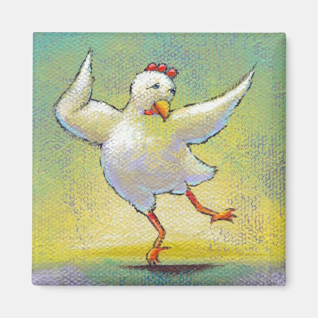 Imán Bailarina de pollo arte divertido moderno de baile (Frente)
