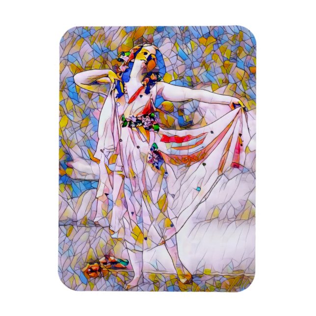 Imán Bailarina de vidrio manchado con vestido flojo (Vertical)