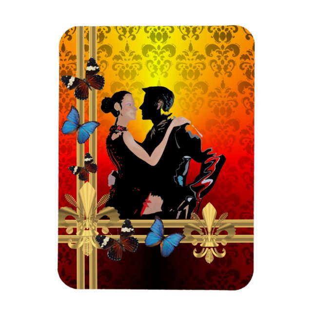 Imán Bailarinas románticas de tango en damasco (Vertical)