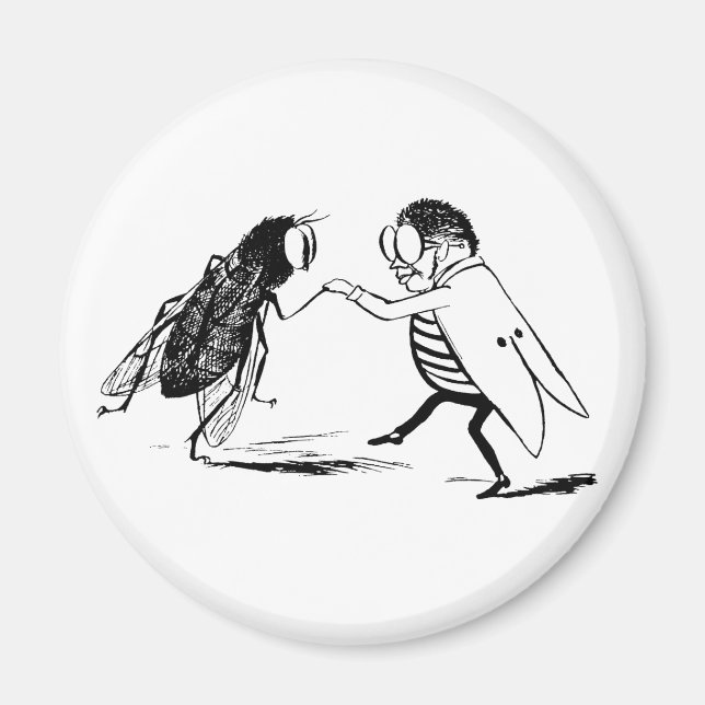 Imán Baile de insectos vintage; mosca azul (Frente)