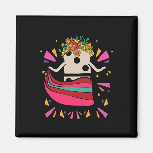 Imán Baile en tren mexicano Domino Tile Flores Graciosa (Frente)