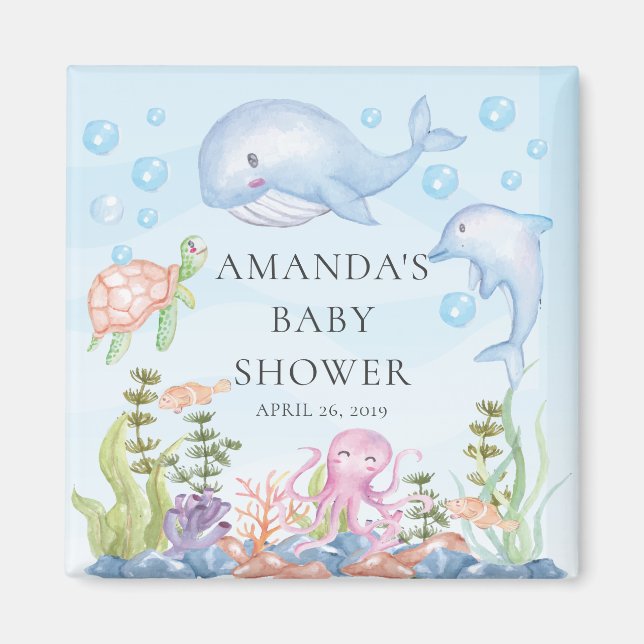 Imán Bajo el mar Baby Shower Favor Magnet (Frente)