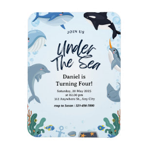 Imán Bajo el mar Delfín Tiburón Ballenas Cumpleaños Niñ