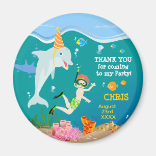 Imán Bajo el mar delfines y fiesta de cumpleaños de niñ